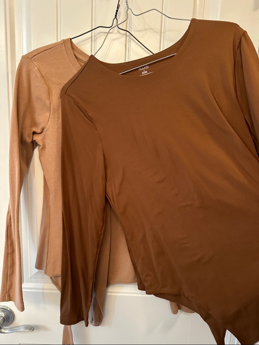 nuuds LOT Women's Long-Sleeve Bodysuit Duo in Chocolate and Camel